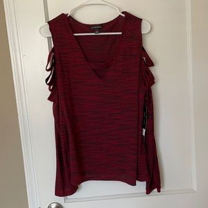 Red and black strappy shoulder top